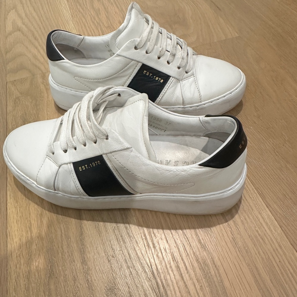 Jigsaw White and Black Sneakers with Chunky Platform